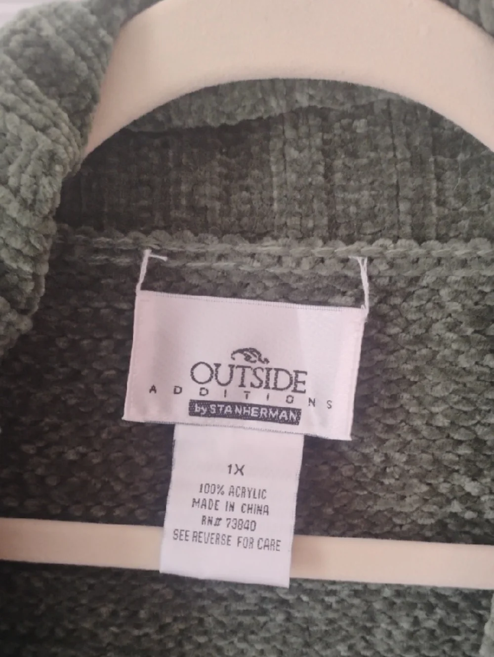 Stan Herman Outside Editions Marled Knit open-front duster cardigan in olive 1X - Picture 2 of 6